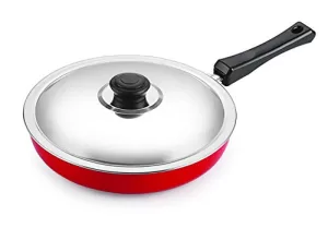 Nirlon Nonstick Aluminium Frying Pan (26Cm) With Steel Lid, 2.25 Litre