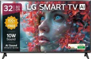 LG LR570 80 cm (32 inch) HD Ready LED Smart WebOS TV 2025 Edition with Alpha5 Gen 6 AI Processor | 100+ Free LG Channels | AI Brightness Control | AI Sound (Virtual Surround 5.1 Up-mix) | FTA Satellite Port | Magic Remote Compatible | 60Hz Refresh Rate | Alexa Built In | Works with Hey Google   (32LR570B6LA)