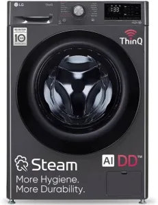 LG 9 kg 5 Star with AI Direct Drive, 6 Motion, Inverter Direct Drive, Steam and Wi-Fi Enabled Fully Automatic Front Load Washing Machine with In-built Heater Black  (FHP1209Z5M)