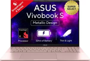 ASUS ASUS Vivobook S16 (2025) with Office 2024 + M365 Basic*, Metal Body*, Qualcomm Snapdragon X – (16 GB/512 GB SSD/Windows 11 Home) S3607QA-SH078WS Thin and Light Laptop  (16 inch, Rose Gold, 1.74 Kg, With MS Office)
