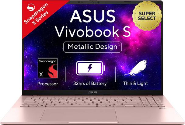 ASUS ASUS Vivobook S16 (2025) with Office 2024 + M365 Basic*, Metal Body*, Qualcomm Snapdragon X – (16 GB/512 GB SSD/Windows 11 Home) S3607QA-SH078WS Thin and Light Laptop  (16 inch, Rose Gold, 1.74 Kg, With MS Office)