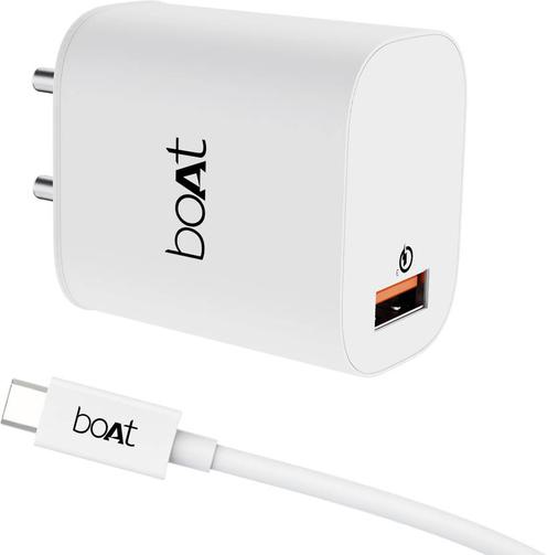 boAt 18W Power WCD QC3A Charger combo (Type C )  (White, Cable Included)