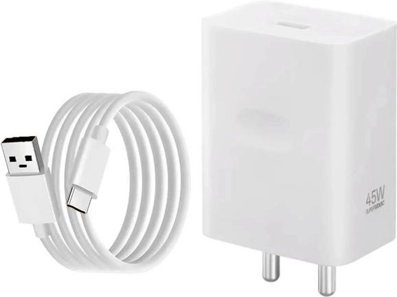 OPPO 45 W SuperVOOC 3 A Wall Charger for Mobile with Detachable Cable  (White, Cable Included)