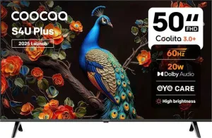 Coocaa S4U Plus 126 cm (50 inch) Full HD LED Smart Coolita TV 2025 Edition with Dolby Audio| Narrow Frame Design| Eye Care Technology| 300+ Live Channels| Voice Control by Coolink App  (50S4U Plus)