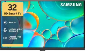 Samsung 80 cm (32 inch) HD Ready LED Smart Tizen TV 2025 Edition with Voice Assistance Remote Control | 100+ Free Channels | HDR 10+ Support | PurColor | Samsung Knox Security | Digital Tuner | Object Tracking Sound Lite | Adaptive Sound | Q-Symphony  (UA32H4500FUXXL)