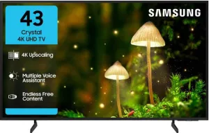 Samsung Crystal 4K Infinity Vision 108 cm (43 inch) Ultra HD (4K) LED Smart Tizen TV 2025 Edition with 4K Upscaling | HDR 10+ | Voice Assistance Remote Control | PurColor | Slim Look | Samsung Knox Security | 100+ Free Channels | Universal Gestures  (UA43UE84AFULXL)