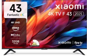 XIAOMI by Mi F Series 108 cm (43 inch) Ultra HD (4K) LED Smart Fire TV 2025 Edition with Dolby Audio | Box Speakers | Alexa | 32GB Storage | Filmmaker Mode  (L43MB-FIN)