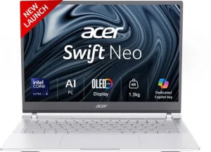 Acer Swift Neo OLED AI PC Intel Core Ultra 5 115U – (16 GB/512 GB SSD/Windows 11 Home) SFN14-54H Thin and Light Laptop  (14 Inch, Silver, 1.3 Kg, With MS Office)