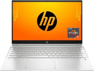 HP Pavilion AMD Ryzen 5 Dual Core 5500U – (8 GB/512 GB SSD/Windows 11 Home) 15-eh1137AU Thin and Light Laptop (15.6 inch, Natural Silver, With MS Office)