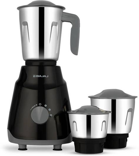 BAJAJ GX1 Ninja Series 500 W Mixer Grinder (410639 | 3 Jars | Black/Grey)