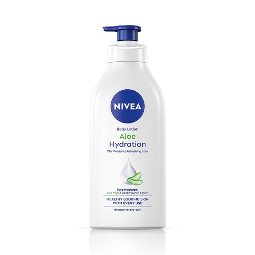 NIVEA Aloe Hydration Body Lotion 600 ml | 72 H Moisturization | Refreshing | Non Sticky Feel | With Goodness of Aloe Vera For Instant Hydrating In Summer | For Men & Women