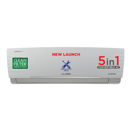Lloyd 1.5 Ton 3 Star Inverter Split AC (5 in 1 Convertible, Copper, Anti-Viral + PM 2.5 Filter, White with Chrome Deco Strip, GLS18I3FWAGC)