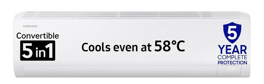 Samsung 1 Ton 3 Star Digital Inverter Split AC (Faster & Powerful Cooling even at 58 Degree C, 100% Copper, 5 year comprehensive warranty, 5 Step Convertible, AR50F12D0LHNNA, White)