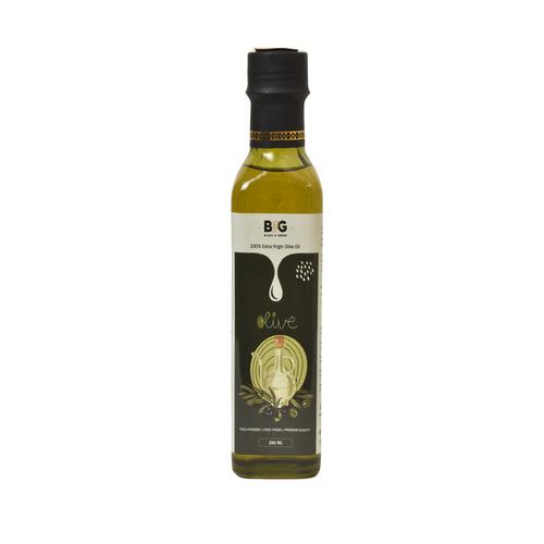 Black And Green Extra Virgin Olive (250ml), Natural Cold Pressed Oil for Indian Cooking, Salads, Dressings, Soups and Everyday Kitchen Use with Low Saturated Fat