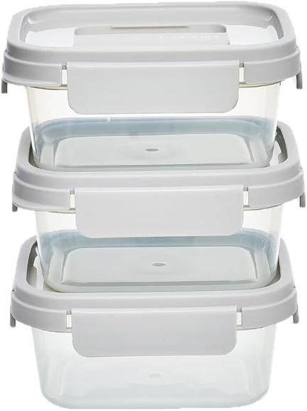 Lock & Lock Nestopia Airtight Food Storage Container Set – 500 ml x 3, Nestable & Stackable Modular Design, BPA-Free with Four-Side Locking Lid, Microwave Freezer Dishwasher Safe