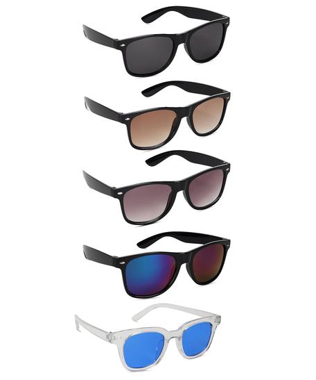 Imperial Club Classic Square Sunglasses Set of 5 Pack, Multiple Lens Colours, UV Protection, Men Women Unisex Sunglasses