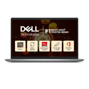 Dell 15, AMD Ryzen 7-7730U, 16GB DDR4, 512GB SSD, FHD 15.6″/39.6 cm, Windows 11, Office H&S 2024, Platinum Silver, 1.63 Kg, 120Hz 250 nits, AMD Radeon Graphics, Standard Keyboard, Thin & Light Laptop