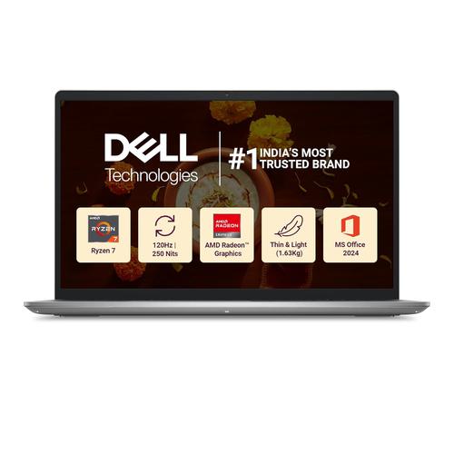Dell 15, AMD Ryzen 7-7730U, 16GB DDR4, 512GB SSD, FHD 15.6″/39.6 cm, Windows 11, Office H&S 2024, Platinum Silver, 1.63 Kg, 120Hz 250 nits, AMD Radeon Graphics, Standard Keyboard, Thin & Light Laptop