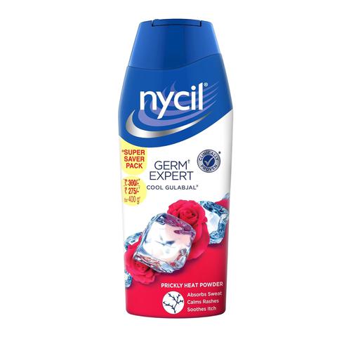 Nycil Germ Expert Cool Gulabjal Prickly Heat and Cooling Powder – 400 g | Get Relief from Skin Problems