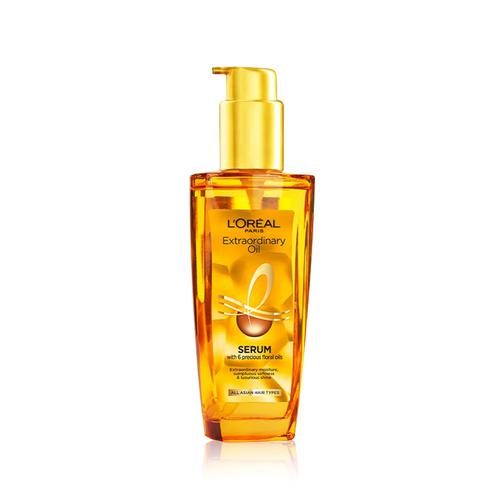 L’Oreal Paris Extraordinary Oil Hair Serum Powered by Floral Oils for All Hair Types, Volume- 100 ml, Makes hair frizz-free, stronger, shiny and provides UV and Heat Protection, Lightweight Formula