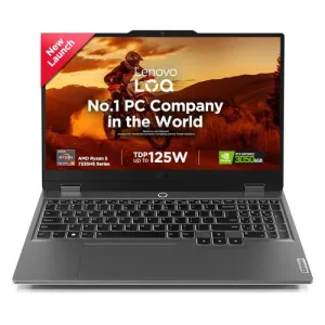 Lenovo LOQ, AMD Ryzen 5 7235HS, NVIDIA RTX 3050 6GB, 24GB RAM, 512GB SS SSD, 15.6″(39.6cm), Windows 11, Office Home 2024, Grey, 2.4Kg, 83JC00EFIN, 100% sRGB, 3 Mon. Game Pass Gaming Laptop