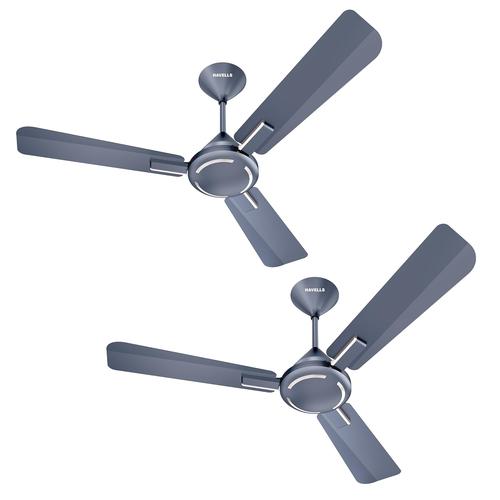 Havells 1200Mm Ambrose Es Ceiling Fan|Premium Finish,Decorative Fan,Elegant Looks,High Air Delivery,Energy Saving,100% Pure Copper Motor|2 Year Warranty By Brand|(4 stars,Pack Of 2,Nickel Saphire)