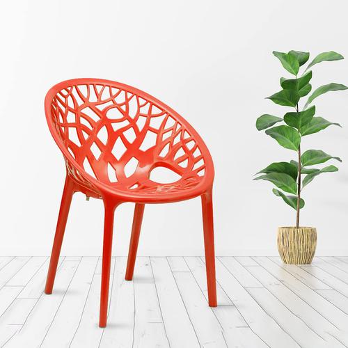 Nilkamal Plastic Chair for Living room | 3 Year Warranty | For Home, Living Room, Outdoor | Bright Red Colour | CRYSTALPP
