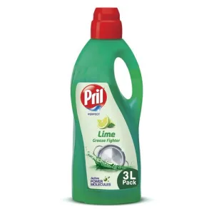 Pril Lime Liquid Dishwash Gel – 3L | Dish Cleaning Liquid Gel with German Technology – Active Power Molecules Leaves No Residue, Grease Cleaner For All Types of Utensils