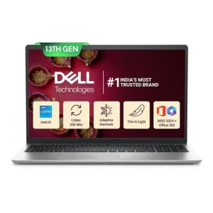 Dell Inspiron 3530, Intel Core i5 13th Gen – 1334U, 16GB RAM, 1TB SSD, FHD 15.6″/39.62 cm, Windows 11, MSO’24, Silver, 1.62kg, Backlit Keyboard, 15 Month McAfee, Thin & Light Laptop