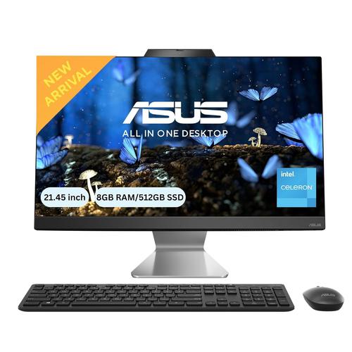ASUS AIO A3202,21.45″ FHD,Intel 7305, All-in-One PC for Students(8GB/512GB/Windows 11/MS Office 365 Basic (1Year)*/Office 2024/Black/4.84 Kg), with Wireless Keyboard & Wireless Mouse,A3202WBA-BPB006WS