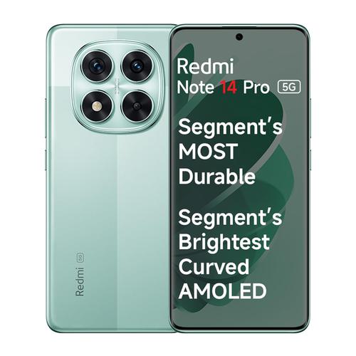 Redmi Note 14 Pro 5G Ivy Green 8GB RAM 256GB Storage|50 MP Sony Camera Setup|Corning Gorilla Glass Victus 2 | 1.5K 3D Curved AMOLED | Mediatek Dimensity 7300- Ultra