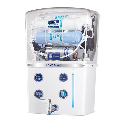 KENT Grand RO Water Purifier | Advanced RO Tech for Sabse Shudh Paani | RO+UF+TDS Control + UV LED Tank | 8L | 20LPH Flow | Ideal for Borewell/Tanker/Municipal Water | Largest Service Network