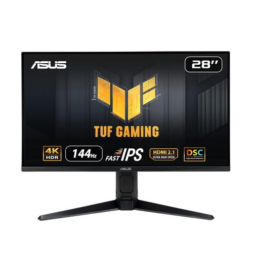 ASUS Tuf Gaming Vg28Uql1A, 28 Inch (71.12 Cm) 4K Hdmi 2.1 Gaming Led Monitor 28 Inch Uhd 4K 3840 X 2160 Pixels, Fast IPS, 144Hz, Hdmi 2.1, Dsc, Free-Sync Premium, G-Sync (Black)