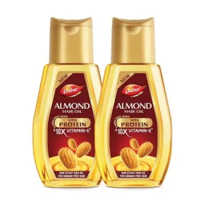 Dabur Almond Hair Oil – 580ml(290ml*2) | Provides Damage Protection | Non Sticky Formula | For Soft & Shiny Hair | With Almonds, Keratin Protein, Soya Protein & 10X Vitamin E