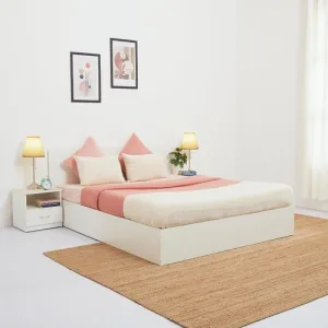 Green Soul Zenith Queen Size Double Bed with Box Storage ISI Standard Engineered Wood | 1-Year Warranty | Installation Provided (White)