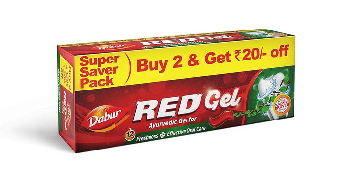 Dabur Red Gel Ayurvedic Toothpaste – 300g (150g x 2, Pack of 2) | Reduction in Bad Breath, Plaque & Gingivitis | Freshness with Protection | For Healthy Gums & Effective Dental Care