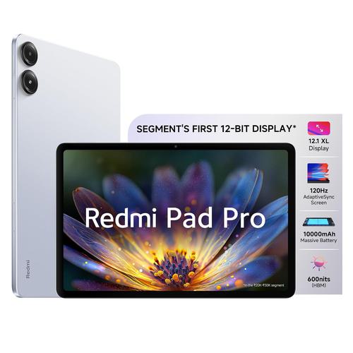 Redmi Pad Pro| Snapdragon 7s Gen 2| 30.7cm(12.1) Tablet| 33+ Days Standby|10000mAh| HyperOS| 120Hz|6GB, 128GB| Quad Speakers|Wi-Fi 6| Mist Blue