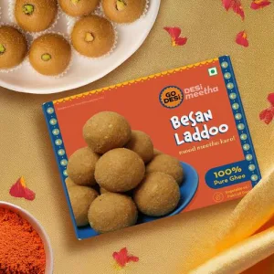 GO DESi – Besan Laddoo | Made with Almonds & Pure Ghee | Indian Mithai | Ladoo | Laddu | Sweets Gift Pack | 180 grams