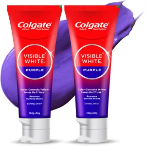 Colgate Visible White Purple Tooth Paste, Color-Corrects Yellow Tones On 1St Use^ Toothpaste(240 G)