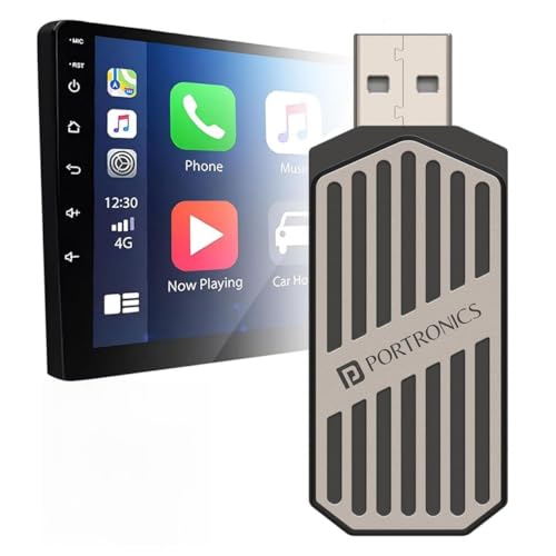 Portronics Tune, 2-In-1 Wireless Car Receiver, Converts Wired Auto Android & Carplay To Wireless, Bluetooth Connectivity, Only For Cars With Oem Installed Wired Android Auto/Carplay (Black)