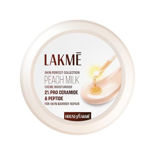 Lakmé Peach Milk Creme Moisturizer With 2% Pro-Ceramide & Peptides | Repairs Damaged Skin Barrier & Gives Intense Hydration | For Dry, Normal & Sensitive 300G