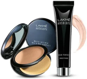 Lakmé Absolute White-Intense Wet & Dry Compact, Golden Med03+Blur Perfect Makeup Primer  (2 Items in the set)