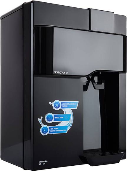 acerpure Amrit Elite  + TDS Purifier 6.5 L RO + UV Water Purifier Stainless Steel Tank | 6 Stage Purification | Suitable for Borewell, Tanker & Municipal Water  (Black)