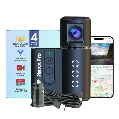 GoldMaxx GX7 Pro 2K Dash Camera | 2160P Ultra HD | Built-in WiFi | G-Sensor Emergency Recording | Superior Night Vision | 360° Rotatable Design | Metal Body | Easy DIY Setup | Car Dash Camera